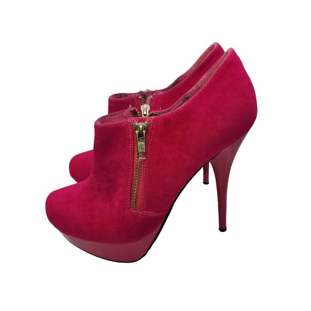 Rogue Women's Shoes Pink Suede Ankle Zipper Booties Size 8